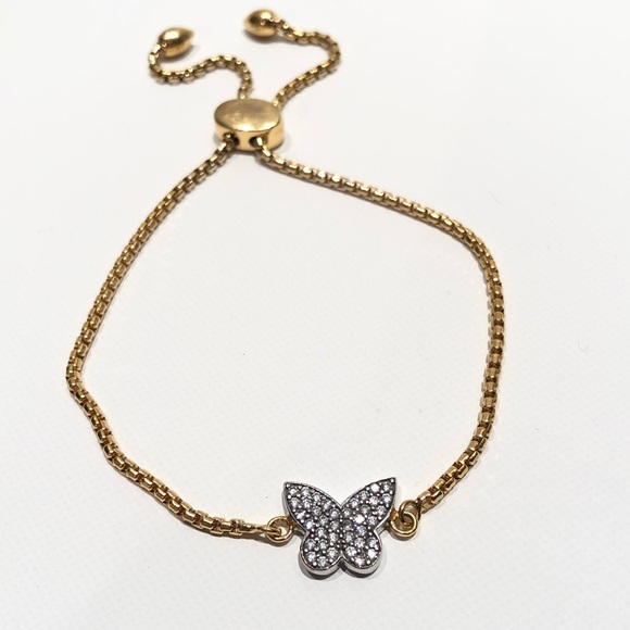 Two tone butterfly pave bracelet - Picture 2 of 6
